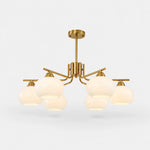Bild in Gallery-Viewer laden, Iron gold six-light milk glass chandelier