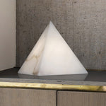 Load image into Gallery viewer, Alabaster Pyramid Table Lamp