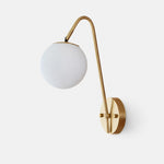 Bild in Gallery-Viewer laden, French brass wall light with milky white glass globe shade