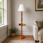 Bild in Gallery-Viewer laden, Vintage-Stehlampe aus Massivholz mit optionalem Beistelltisch