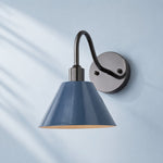 Load image into Gallery viewer, Industrial Modern Tapered Brass Gooseneck Sconce with Metal Silhouette