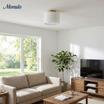 Cargar imagen en el visor de la Galería, Lámpara de techo empotrada Jelvane Linen Drum: moderna lámpara de techo de tela para dormitorio