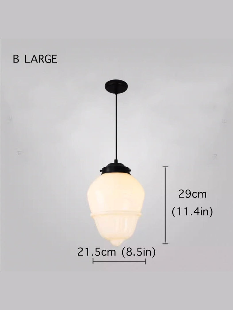 Vintage Art Deco Milk Glass Pendant Light