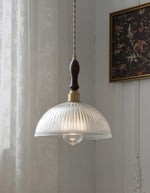 Load image into Gallery viewer, Ribbed Glass Pendant Light – Contemporary Glass Pendant Lights in Vintage Green Hue