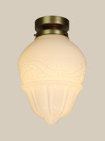 Charger l'image dans la visionneuse de galerie, Plafonnier fixe Art Déco en verre laiteux à boutons floraux