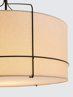 Cargar imagen en el visor de la Galería, Lámpara colgante de lino Horelia con forma de tambor: moderna pantalla de tambor para comedor