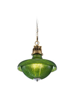 Load image into Gallery viewer, Ribbed Glass Pendant Light - Contemporary Brass and Glass Pendant for Kitchen and Living Room