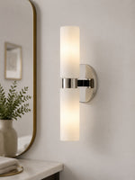 Cargar imagen en el visor de la Galería, Lámpara de pared doble Rivora con tubo de vidrio acanalado: iluminación de pared contemporánea para la entrada