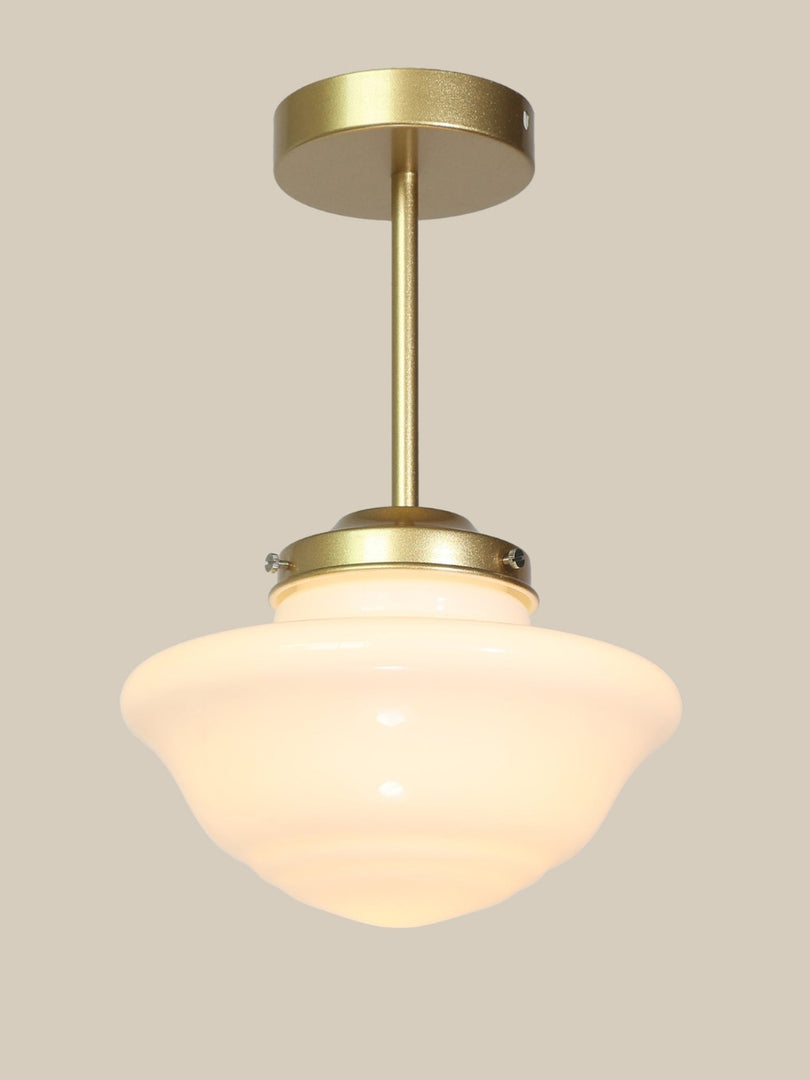 Art Deco UFO Milk Glass Fixed Ceiling Light