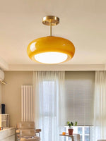 Load image into Gallery viewer, Retro Brass Bauhaus Glass Disc Ceiling Lamp
