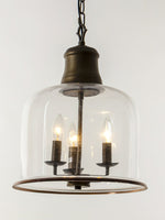 Bild in Gallery-Viewer laden, American Vintage gealterte klare Glockenglas Pendelleuchte
