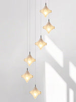 Load image into Gallery viewer, Art Deco Star Staircase Pendant Light – Frosted Glass Hanging Fixture – Astris Altair