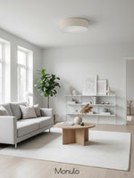 Load image into Gallery viewer, Soft Ceiling Lamp - Fabric & Acrylic Round Light for Ambient Glow