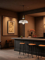 Load image into Gallery viewer, Vintage Brass Clear Glass Flower Pendant Light For Kitchen Island