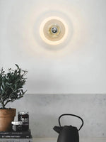 Cargar imagen en el visor de la Galería, Aplique de cristal acanalado: moderna lámpara de pared de disco para dormitorio