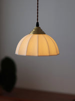 Load image into Gallery viewer, Opal Glass Pendant Light - Vintage Milk Glass & Ribbed Design for Elegant Spaces