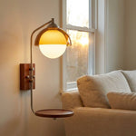 Load image into Gallery viewer, Sunset Glow Modern Wall Sconce with Acrylic Shade and Wood-Texture Base for Bedroom Hallway Living Room