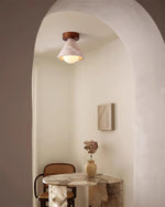 Load image into Gallery viewer, Cream Style Entrance Yellow Travertine Walnut Ceiling Lamp