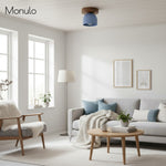 Load image into Gallery viewer, Metio Dome Scandinavian Oak Flush Mount Ceiling Light – Modern Minimalist Design for Living Room & Bedroom