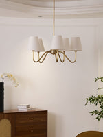 Load image into Gallery viewer, Vintage Brass Fabric Multi-Head Chandelier