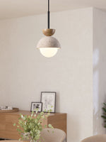 Load image into Gallery viewer, Modern Minimalist Hemisphere Travertine Wood Pendant Lamp