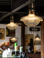 Load image into Gallery viewer, Ribbed Glass Pendant Light - Contemporary Brass and Glass Pendant for Kitchen and Living Room