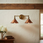 Load image into Gallery viewer, Conique Metal Industrial Wall Sconce – Dual Cone Copper Vanity Light