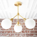 Load image into Gallery viewer, Glorica Glass Opal Globe Semi-Flush Ceiling Light – Modern Mid-Century Dining Room Fixture