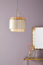 Load image into Gallery viewer, Lumica Faceted Capiz Shell Pendant — Coastal-Contemporary Pendant Light for Dining & Kitchen Islands