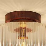 Cargar imagen en el visor de la Galería, Lámpara de techo de vidrio ámbar estriado Amberflow Retro – Montaje empotrado redondo para pasillos y entradas