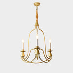 Load image into Gallery viewer, Gold three-light vintage iron candle chandelier
