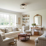 Load image into Gallery viewer, Rivora Vintage Ribbed-Glass Drum Flush Ceiling Light for Living Room