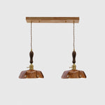 Load image into Gallery viewer, 2-Light Linear Pendant Vintage Brown Leather Bar 50 cm / 19.7 in; Shade Dia. 25 cm / 9.8 in