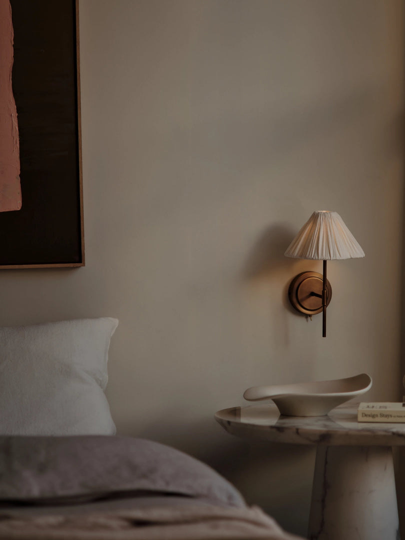 Luminella Elegant Bronze Linen Wall Light – Classic Design for Bedroom & Hallway
