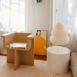Load image into Gallery viewer, Japanese Wabi Sabi White Rice Paper Table Lamp