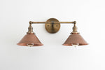 Load image into Gallery viewer, Conique Metal Industrial Wall Sconce – Dual Cone Copper Vanity Light