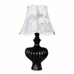 Charger l'image dans la visionneuse de galerie, French vintage table lamp with printed fabric shade and black base