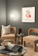 Load image into Gallery viewer, Modern Minimalist Travertine Base Glass Orb Floor Lamp M19