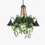 Load image into Gallery viewer, Rope and Greenery Wagon Wheel Chandelier