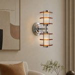 Bild in Gallery-Viewer laden, Vertical amber acrylic chrome wall lamp installed in a living room