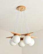 Load image into Gallery viewer, Wooden Star With Glass Chandelier