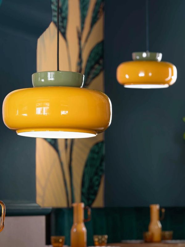Ceramic and Glass Pendant Light - Bauhaus Disc Orb - Maracanã – Monulo