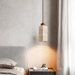 Load image into Gallery viewer, Wabi Sabi Solid Wood Travertine Stone Pendant Light M37