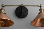 Load image into Gallery viewer, Conique Metal Industrial Wall Sconce – Dual Cone Copper Vanity Light