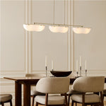 Load image into Gallery viewer, Ferosa Brass Glass Linear Chandelier – 3 Light Milk Glass Dining Lighting