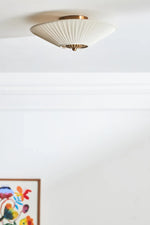 Load image into Gallery viewer, Elumina Silk Semi-Flush Metal Fabric Shade Ceiling Light – Ideal for Living & Bedroom Spaces