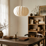 Load image into Gallery viewer, Fabric Globe Pendant Light with Wood Canopy