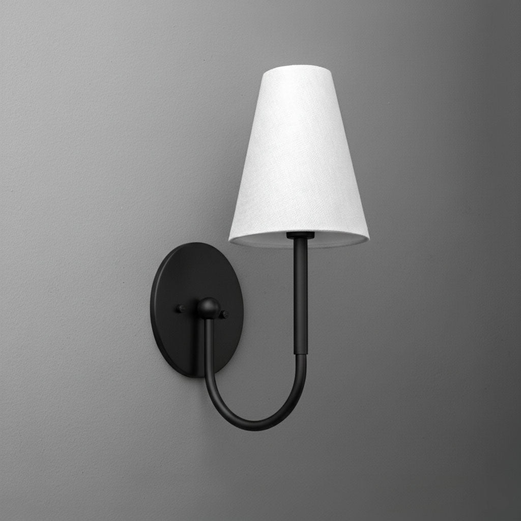 Applique murale traditionnelle Curva Metal Collection - Finition laiton avec abat-jour