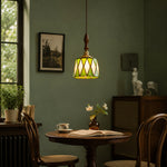 Load image into Gallery viewer, Vintage Green Stained Glass Pendant Light