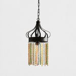 Cargar imagen en el visor de la Galería, Black pendant light with multicolor crystal bead strands